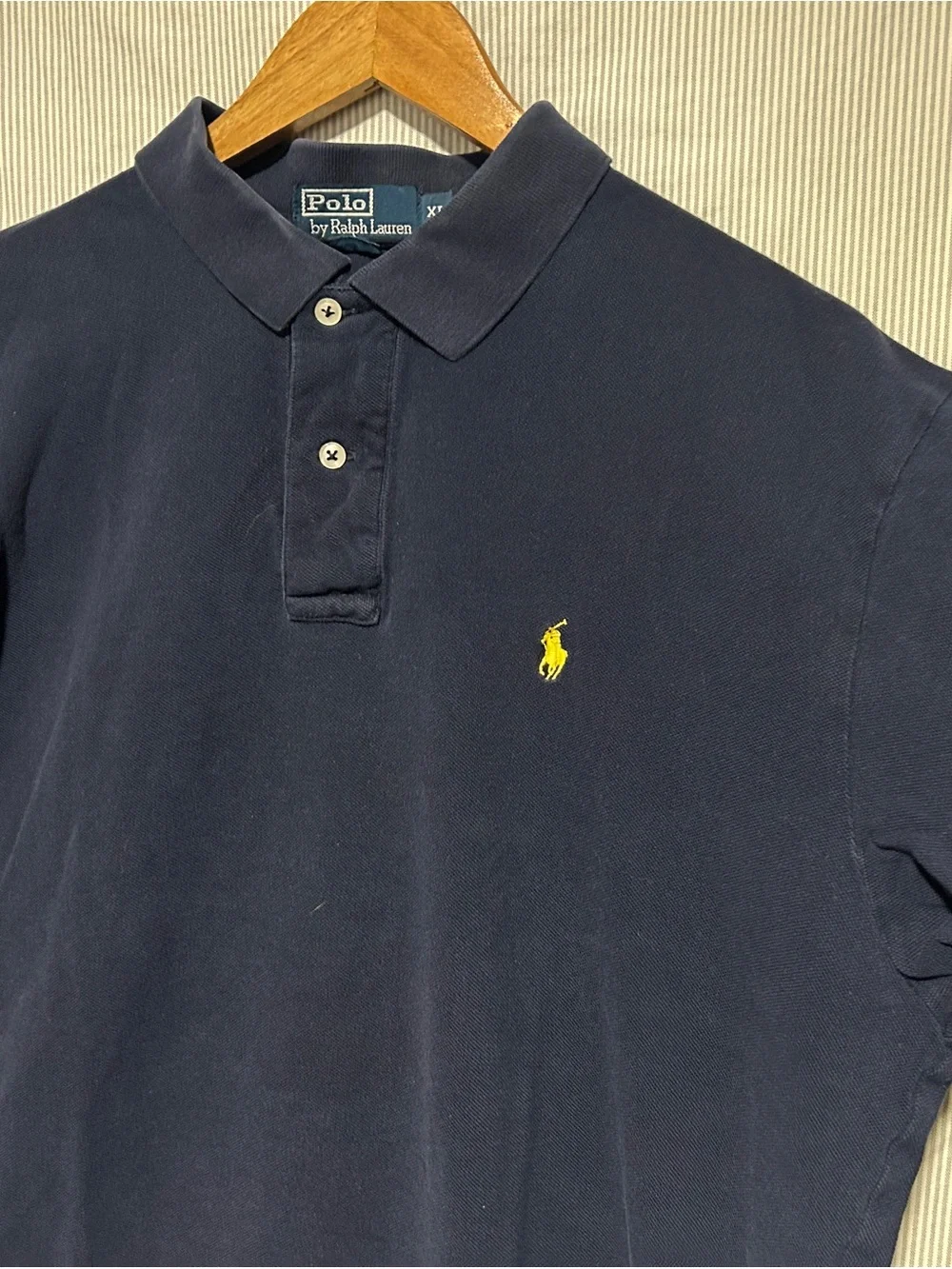 Ralph Lauren Navy Polo Shirt with Yellow Pony Embroidery